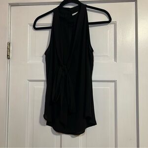 #104 NEW YORK & CO BLACK SLEEVELESS TIE FRONT TANK TOP MEDIUM
